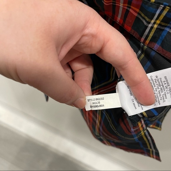 J. Crew Velvet-Trimmed V-Neck Tunic In Black Stewart Tartan Size XS Holiday - Picture 12 of 13